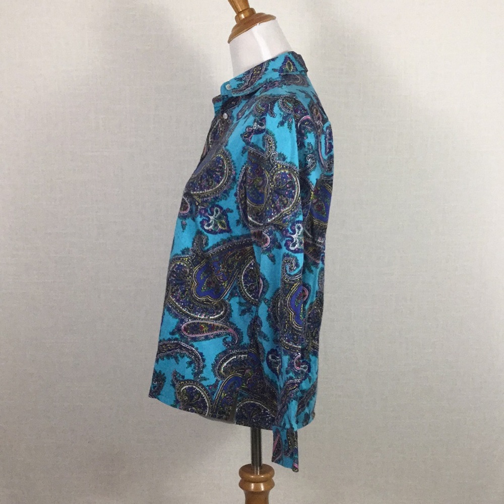 NWOT Talbots multicolor paisley button-down - wow! - Picture 3 of 7